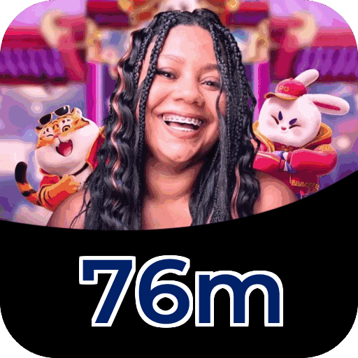 Interface do aplicativo 76m mostrando jogos disponíveis no iOS e Android